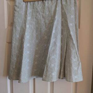 Suzy Shier Beige Embroidered Midi Skirt